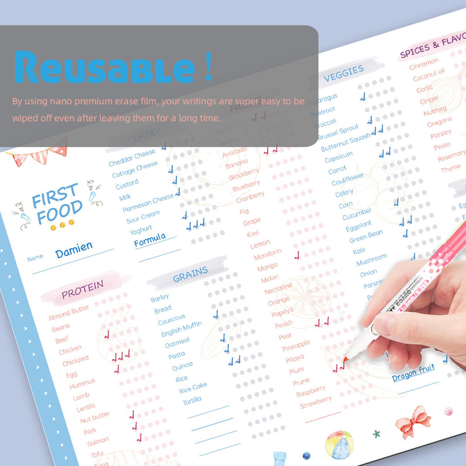 Baby Food Menu - Daftar Periksa Makanan Pertama Bayi Magnetik,